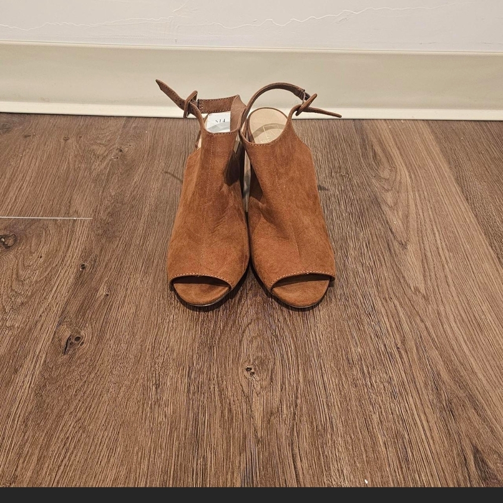 Brown Suede Women's Peep-Toe Heels